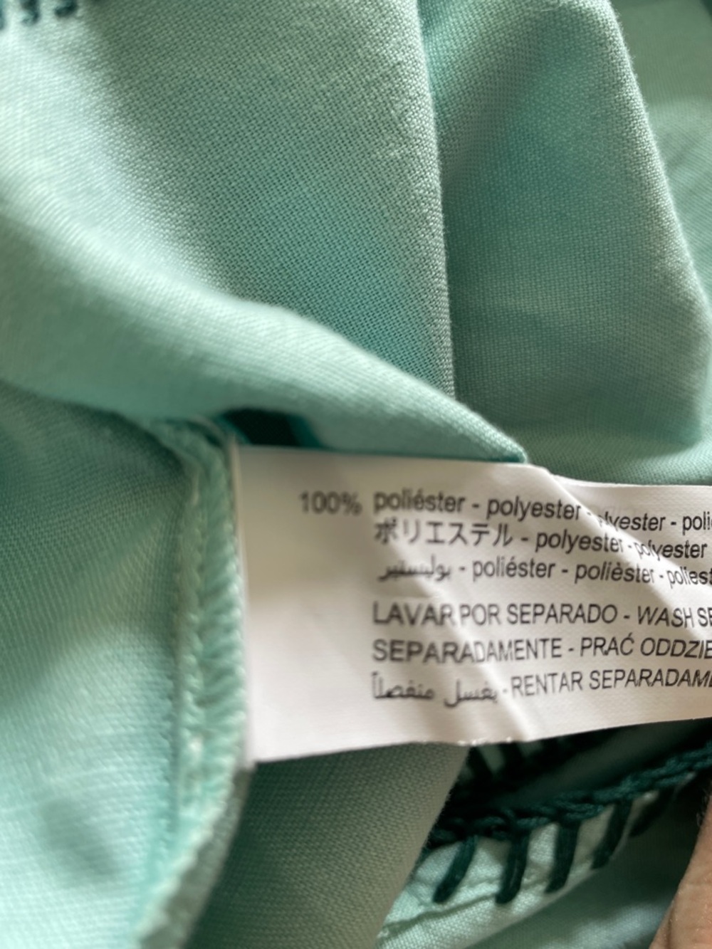ZARA Blue Green Bloggers Fav Embroidered Linen Caftan Tunic Belted Dress NWT Lg - Picture 14 of 16
